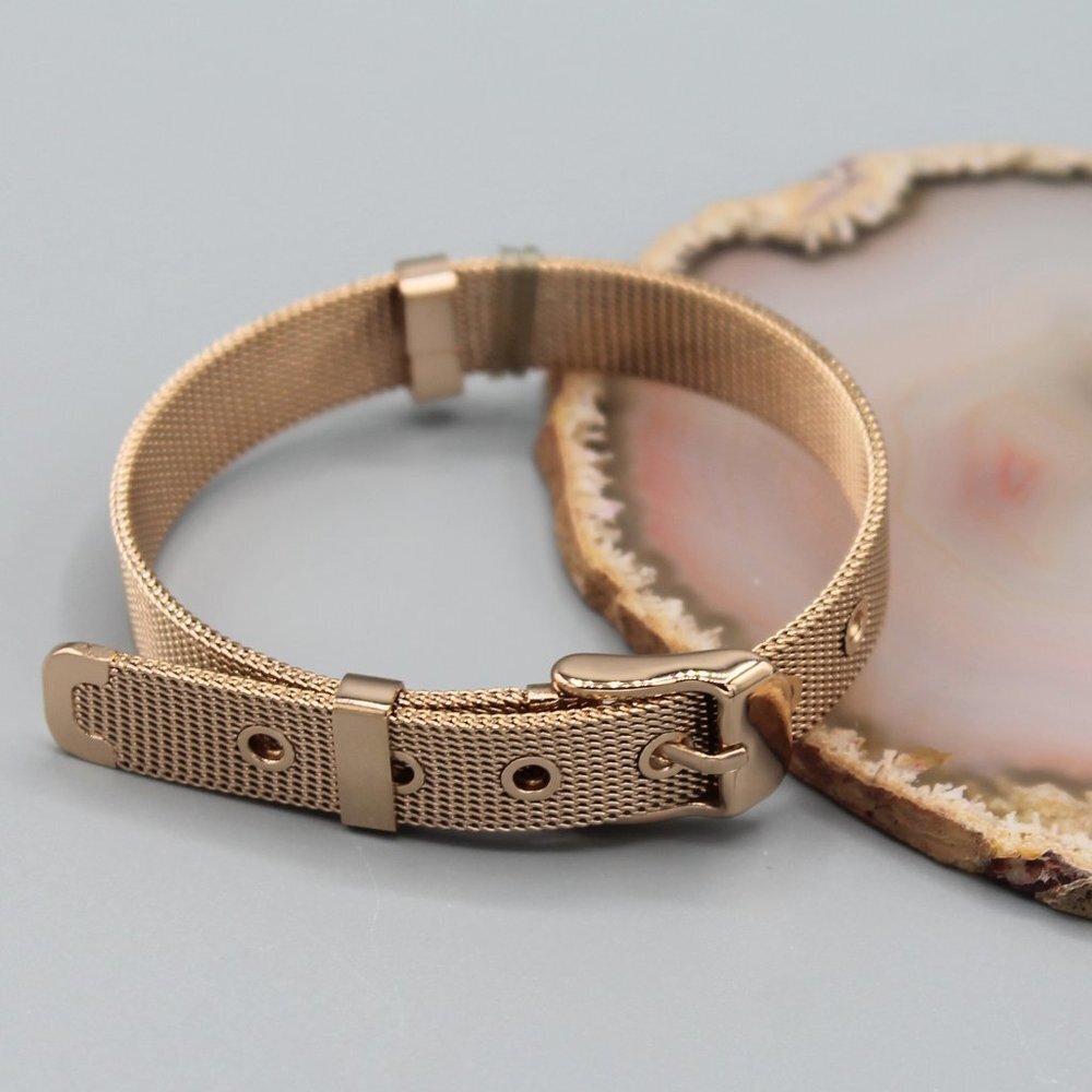 Jewelry bracelet mesh 10mm wide rose gold stainless steel modern fashion new